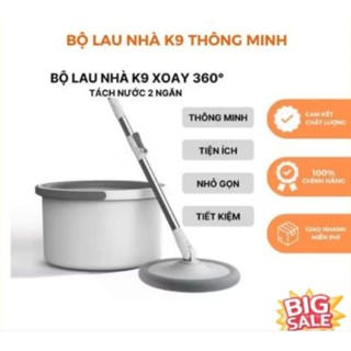 (FREESHIP) Bộ lau nhà tự vắt thông minh 2 bông lau cây lau nhà tách nước bẩn K9 có quai xách xoay 360 độ