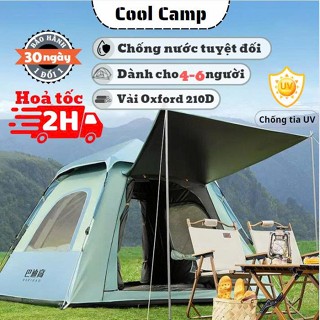 Lều Dã Ngoại Tự Bung Dành Cho 4-6 Người, Lều Camping Lều Cắm Trại Chống Nước Phủ Bạc Chống Tia UV