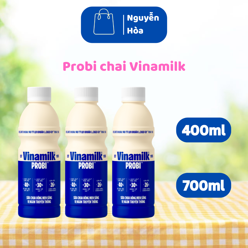 Combo 6 chai Sữa Chua Uống Vinamilk Probi Chai 400ml 700ml Men Sống Hỗ Trợ Tiêu Hóa Tốt Chính Hãng N