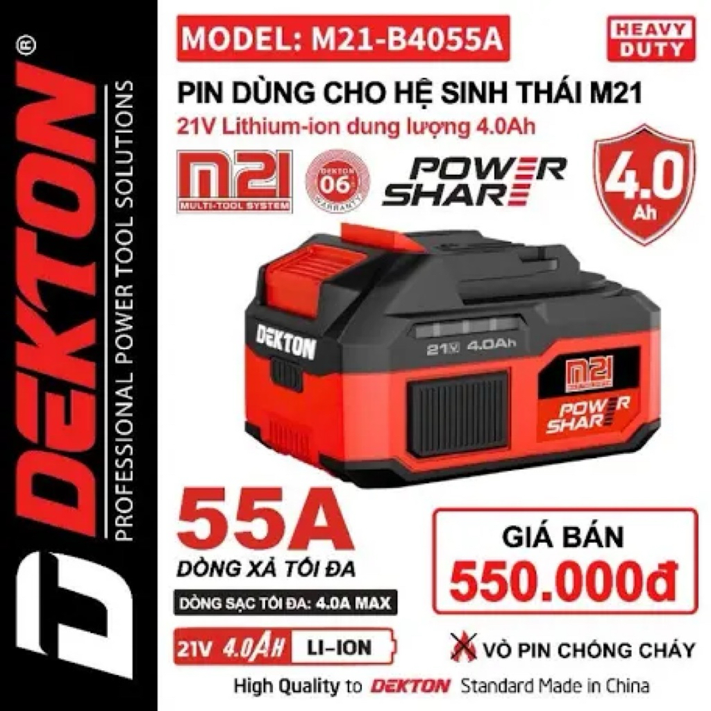 Pin Dekton M21 21V  Lithium-ion Chính Hãng | Pin Máy Khoan, Máy Cắt, Máy Mài, Máy Cưa Dekton M21