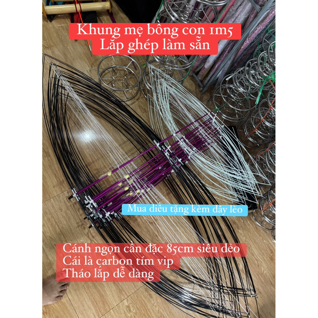  Khung Diều mẹ bồng con 1m5 siêu dẻo siêu chịu gió làm sẵn về chỉ việc bọc 