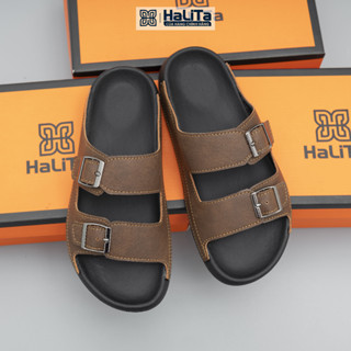 [Dép Công Thái Học] Dép Da HaLiTa Công Thái Học 2 Quai Kép Khóa Kim Loại Cao Cấp, Đế Êm Ôm Chân