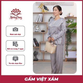 Đồ Bộ Trung Niên Nữ Cao Cấp Chất Liệu Gấm Việt Tay Dài Nhập Khẩu Cao Cấp - Hương Dung Store