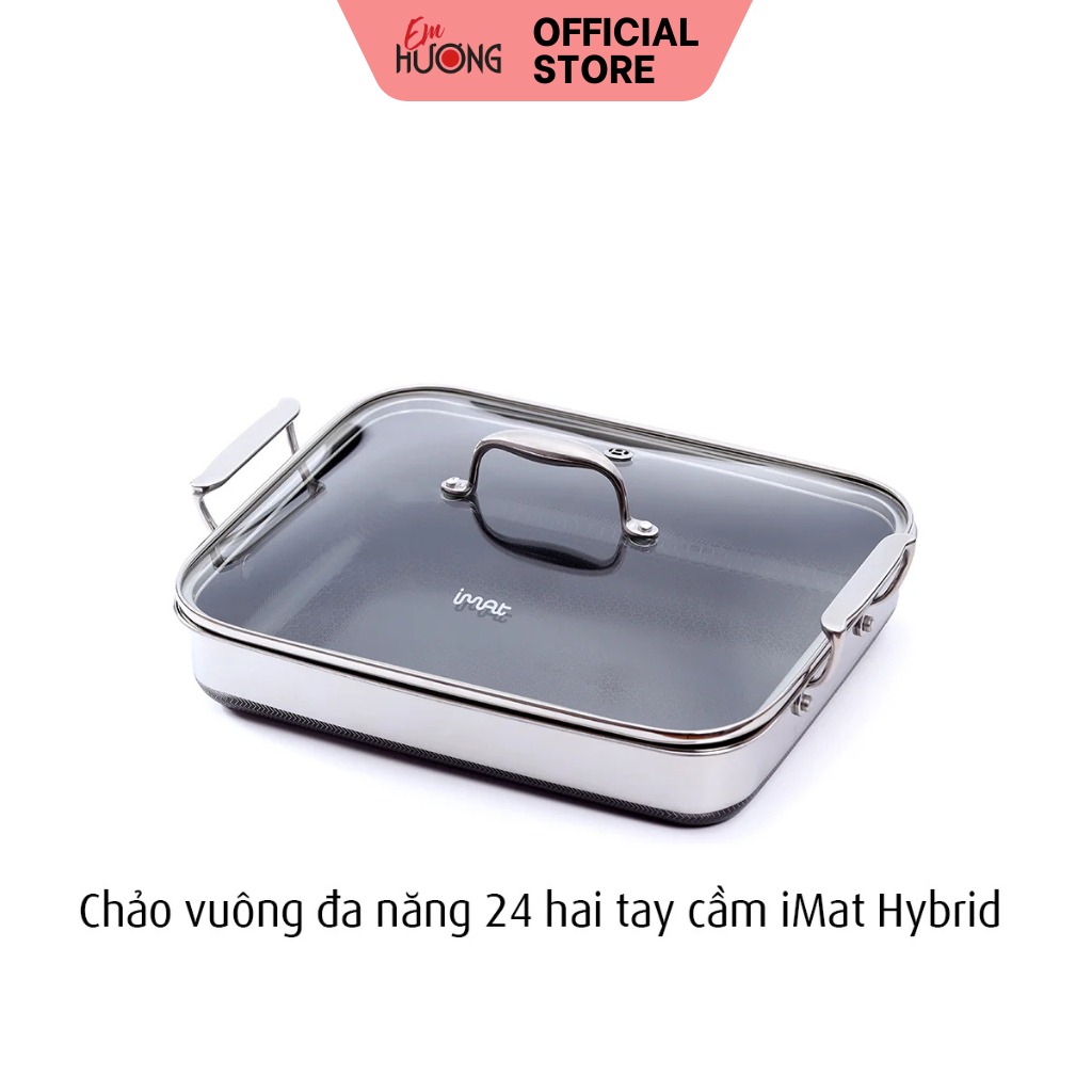 Chảo vuông đa năng 24 hai tay cầm iMat Hybrid