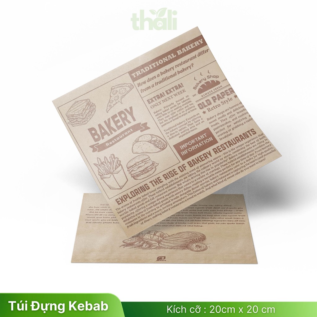 100 Túi Giấy Kraft Dựng Bánh Mì Kebab Giấy Nâu
