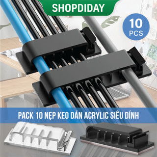 Bộ 10 Nẹp Cố Định Dây Điện Dán Tường Đi Dây Gọn, Kẹp Dây Điện Dây Sạc Keo Acrylic Chắc Chắn D42B