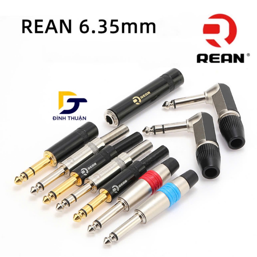 Jack Rắc 6Ly Cong (1/2Trắng+đen) , 6.35 chính hãng REAN RP2C - RP3C, (Giá 1 cái).