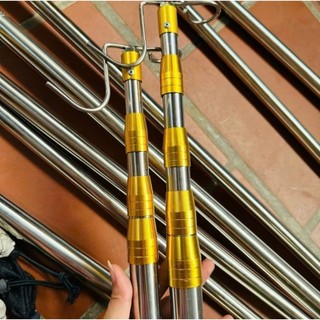 Sào Inox Đầu Vàng 3m 4m 5m 6m 7m treo lồng chim,cây cảnh,quần áo lồng chim tiện lợi tặng kèm móc sào
