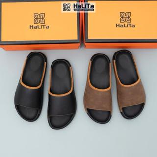  HaLiTa - Dép Công Thái Học Bản Phối Viền Da Bò Cao Cấp Đế Cao Su Vân Nhám Chống Trơn Giảm Mỏi Chân Phom Bàn Chân Việt N 