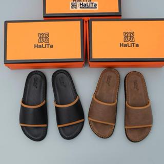 Halita DocTor Bảng Phối Viền Dép Nam HaLiTa Da Bò Vân Chống Thấm Nước Đế Bằng Nhẹ Có Răng Cưa Chống Trơn Trượt Cao Su .
