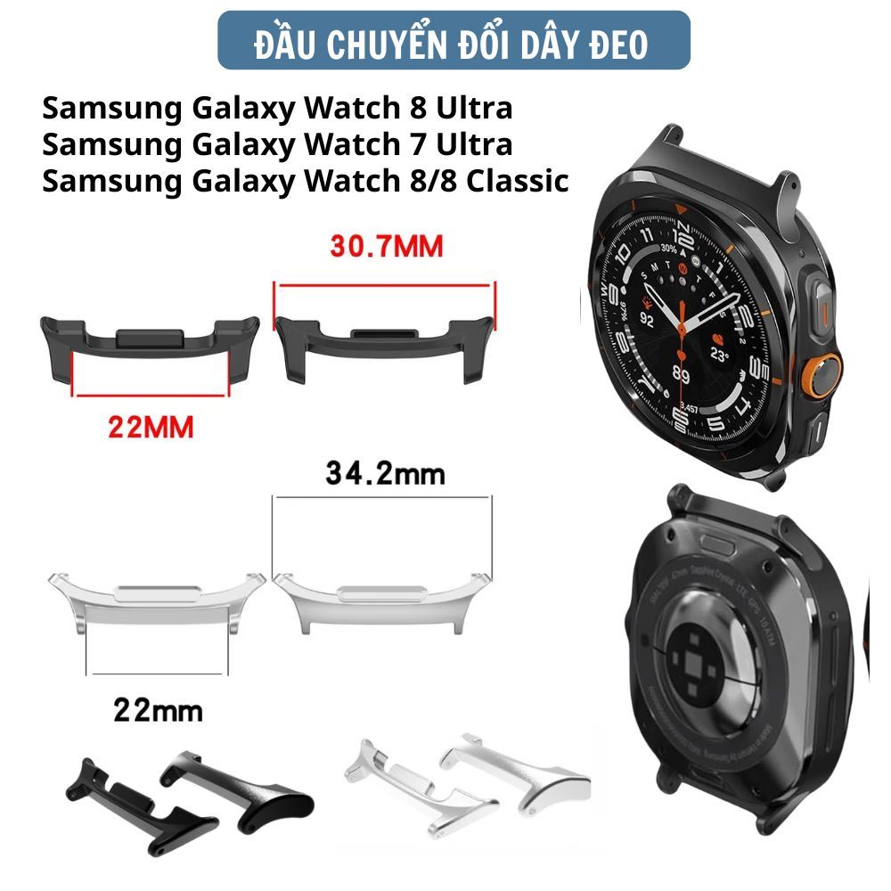 Đầu chuyển đổi, đầu nối dây đeo dành cho Samsung Galaxy Watch 7 Ultra,Watch 8 Ultra,Watch 8,Watch 8 