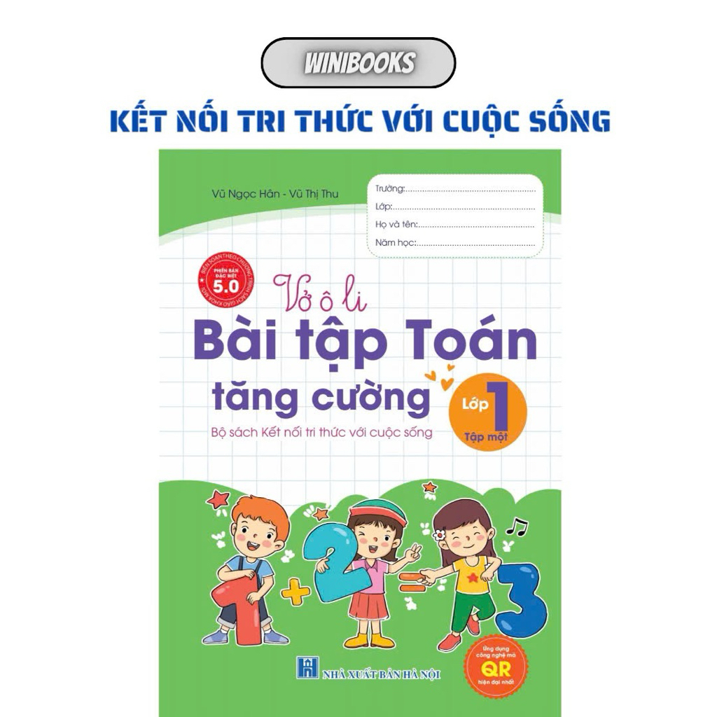 Sách - [Lớp 1 - Tập 1] - Kết Nối Tri Thức - Vở ô li Bài Tập Toán Tăng Cường Lớp 1 Tập 1
