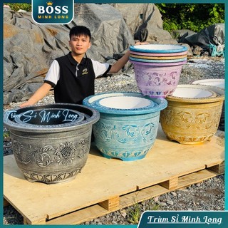  Chậu nhựa causu Chậu nuôi cá sơn màu nhũ chậu cao cấp trồng cây to siêu bên trông cây trang trí nhà cửa 