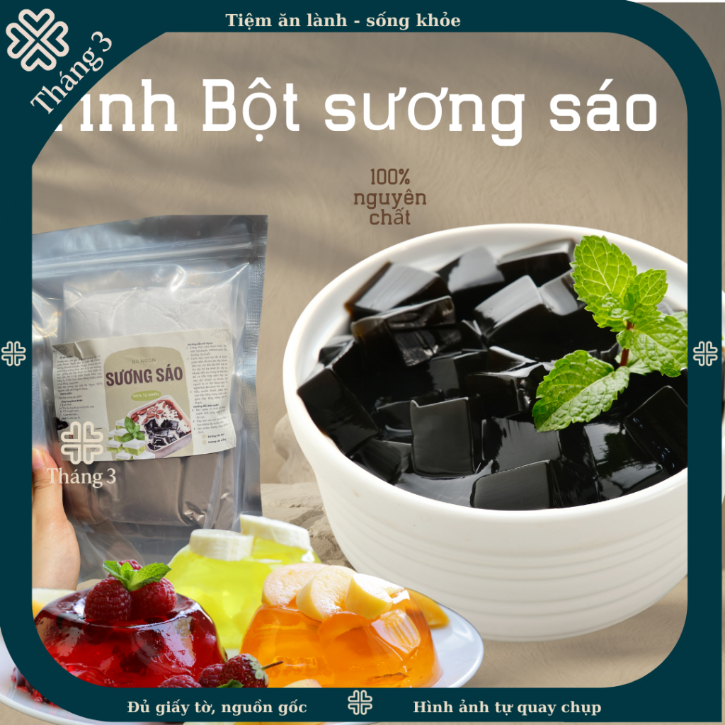 Tinh bột sương sáo - bột sương sáo đen và trắng, hàng nguyên chất rất thơm