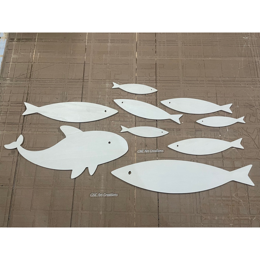 Cá gỗ tự decord, tô màu trang trí