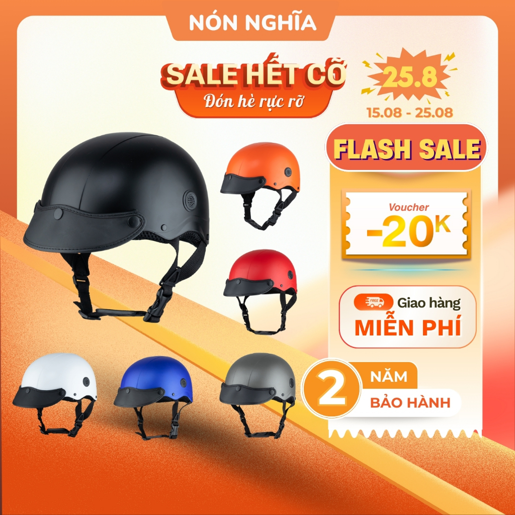 Mũ Bảo Hiểm Lưỡi Trai Asia MT-128B Hợp Nam Nữ, Nón Bảo Hiểm Nửa Đầu Chính Hãng Asia BH 12 Tháng