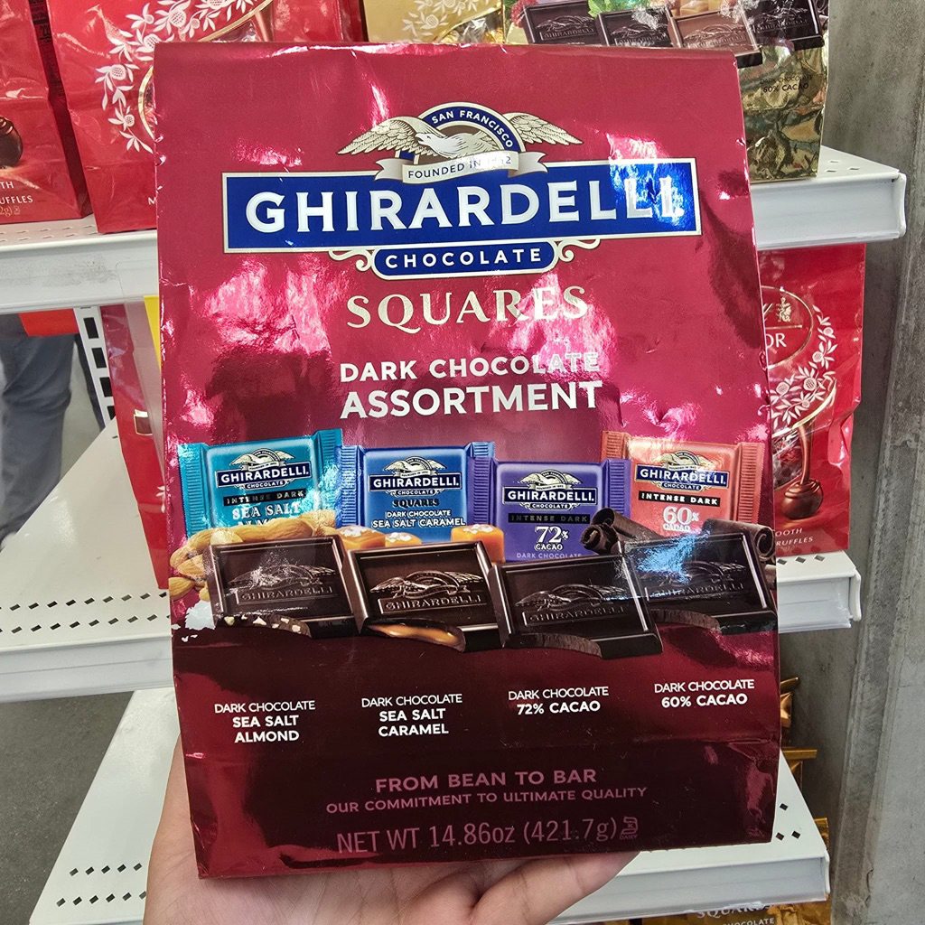 🍫🌰🧂 SOCOLA ĐEN ĐẮNG MIX 4 VỊ ALMOND SEA SALT CARAMEL CỦA MỸ GHIRARDELLI SQUARES DARK CHOCOLATE ASSOR