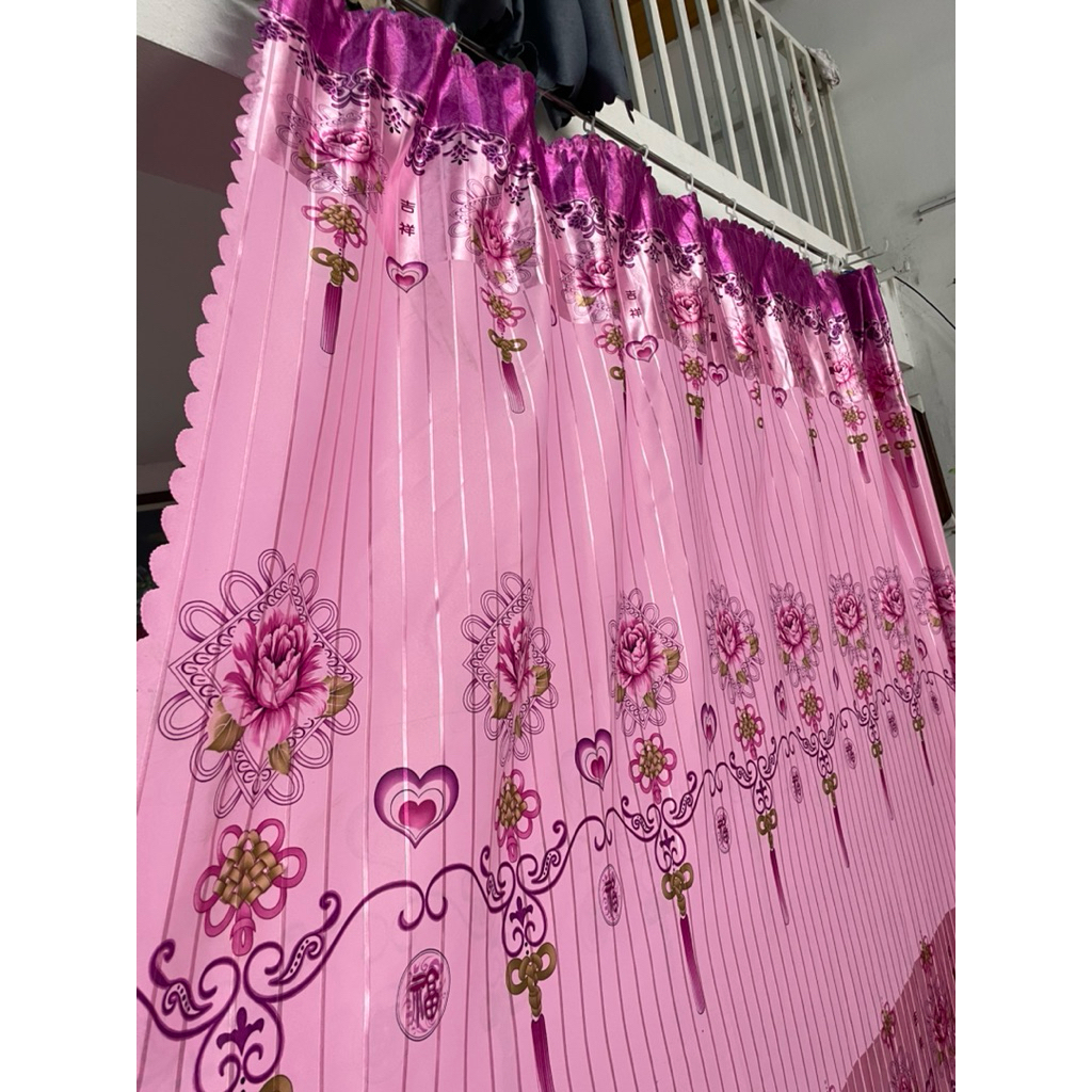 Ri đô rèm ngăn phòng ,rèn gác lửng ,rèm chống nắng vải phi bóng tím Hồng 2 mặt hoa như nhau vải đẹp