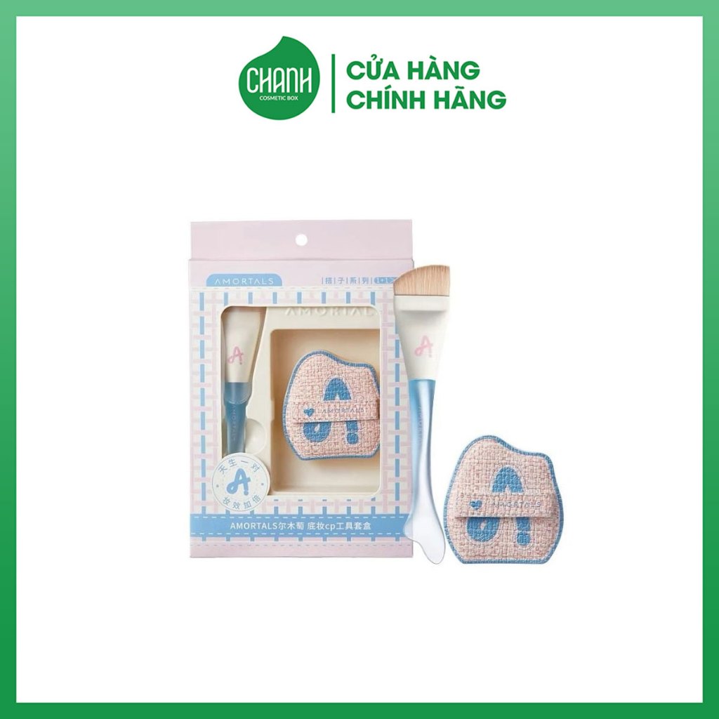 Set Amortals kem mút tán kem nền và cọ dàn nền hình đuôi cá