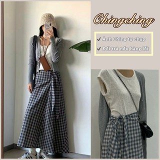 Chân váy dáng dài, chân váy kẻ caro thắt eo dáng dài, kiểu dáng trẻ trung, thanh lịch và vintage - ChingChing