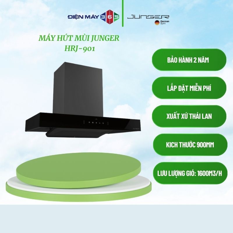 Junger HRJ-901 Máy hút mùi áp tường – Công suất lớn – Động cơ êm – 3 tốc độ gió – Hàng chính hãng