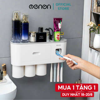 Bộ Nhả Kem Đánh Răng Tự Động OENON Chính Hãng Cao Cấp Kệ Để Đồ Phòng Tắm Hộp Đựng Bàn Chải Dán Tường
