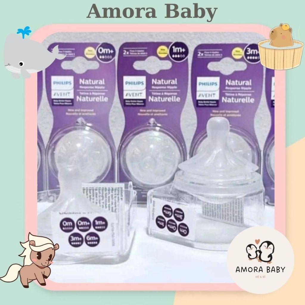 [AMORABABY-NU2] Núm ti Phillips Avent chính hãng đủ size vỉ 2 núm