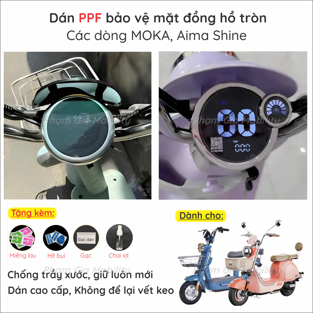 Dán màn hình mặt tròn đồng hồ xe điện cho Tailg JS50 Type 3 Mima K2 Pro MOKA Aima Shine Osakar Momo 