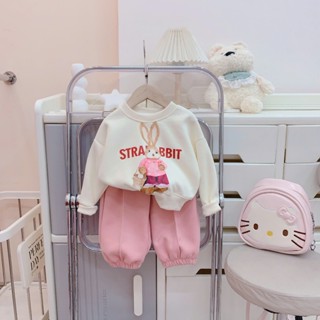  Quần áo trẻ em Bộ nỉ thu đông bé gái áo nỉ thỏ kem và quần nỉ hồng đáng yêu cho bé 8-27kg S1031B | Tiểu Yến KID 