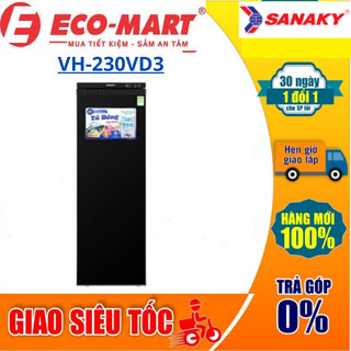 Tủ đông Sanaky VH-230VD3 Inverter 213L( đen) ( Tặng giao lắp đặt miễn phí)