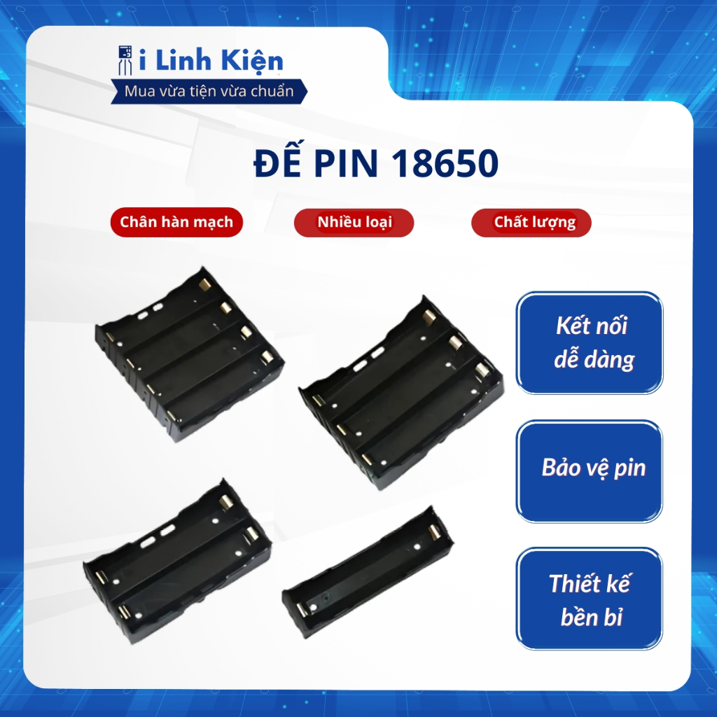 Đế pin 18650 chân hàn mạch PCB