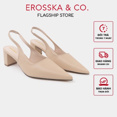 Erosska - Giày cao gót  thời trang mũi nhọn phối dây hở gót cao 5cm - EH015