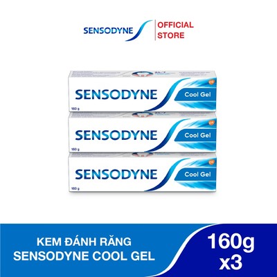 Bộ 3 Kem đánh răng SENSODYNE Cool Gel 160g giúp giảm ê buốt hiệu quả với hương bạc hà mát lạnh