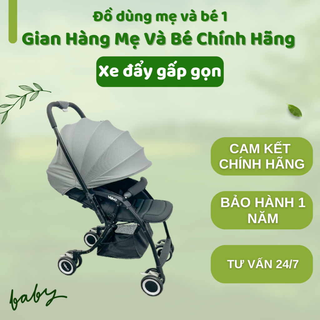 Xe đẩy gấp gọn 2 chiều 3 tư thế VOVO - Tặng kèm chiếu điều hoà, màn chống muỗi - Bảo hành 1 năm