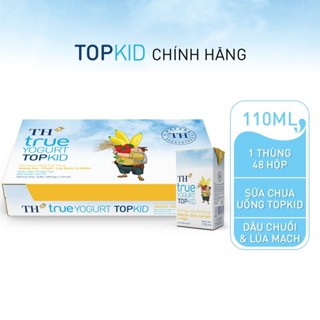 Thùng Sữa Chua Uống Tiệt Trùng TH true YOGURT TOPKID milk Hương Dâu-Chuối-Lúa Mạch 110ml (48 Hộp)