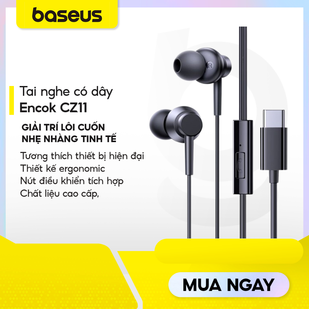Tai nghe Baseus Encok CZ11 có dây Cho IP15 iPad Samsung Laptop | BigBuy360 - bigbuy360.vn