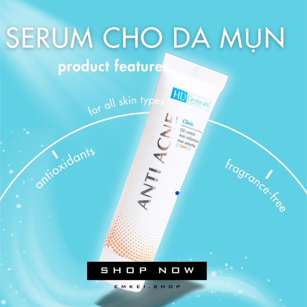 [ANTI ACNE] – Serum kiềm dầu, giảm mụn, làm mịn da dành cho da mụn HD Ceuticals / 30 ml