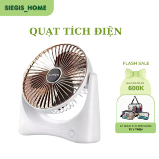 Quạt Tích Điện Mini Để Bàn Super Fan - Công Suất Lớn 3 Cấp Độ Gió Siêu Mát Động Cơ Êm Ái ( Hàng Nhập Khẩu )