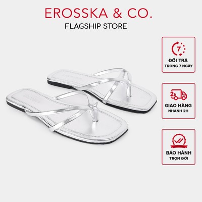 Erosska - Dép nữ đế bằng quai dây xỏ ngón kiểu dáng đơn giản màu bạc - DE075