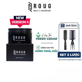 Sáp vuốt tóc Roug Matte Clay 90gr màu đen chính hãng cao cấp giúp tạo kiểu + Tặng 2 Lược