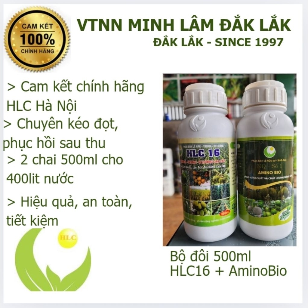 Bộ đôi HLC16 500ml và Amino Bio 500ml. chuyên kéo đọt, phóng đọt, mập đọt, chống vàng lá. phục hồi c