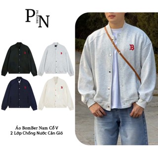 Áo Khoác Bomber PN STORE Vải Nỉ 2Da Form Rộng Thêu Logo Nổi Dày Dặn 4 Màu BOMBER02