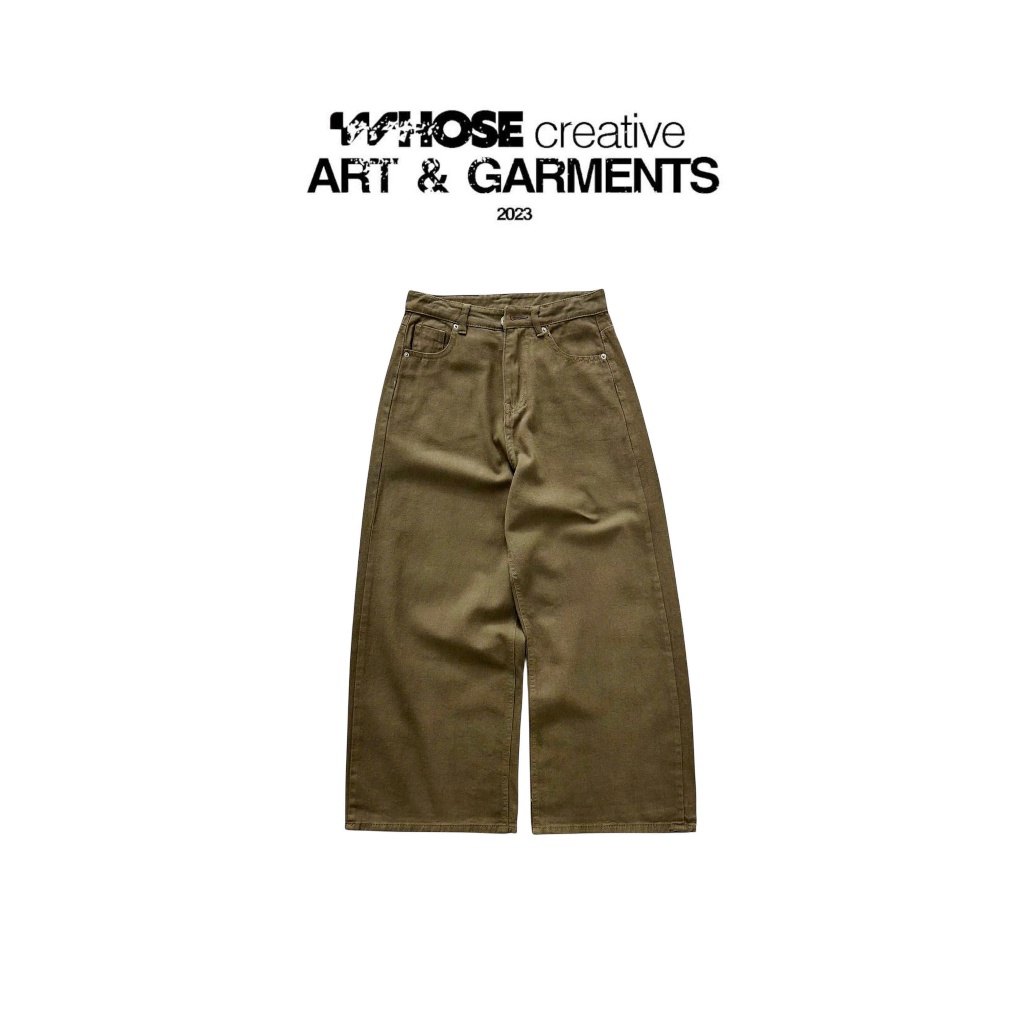 BROWN LOOSE PLEAT ( Không Dây )  - Quần jeans ống rộng unisex nam nữ WHOSE STUDIO 2093