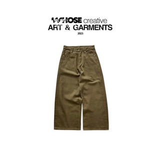  BROWN LOOSE PLEAT   Không Dây    - Quần jeans ống rộng unisex nam nữ WHOSE STUDIO 2093 