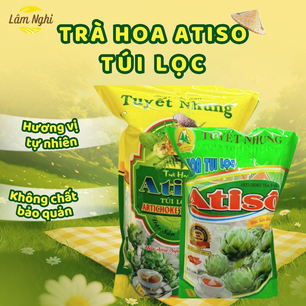 Trà Atiso túi lọc 100% hoa atiso nguyên chất mát gan, dễ ngủ, thanh lọc cơ thể hộp 100 túi
