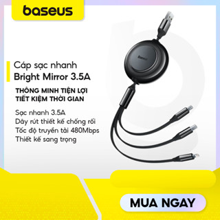 Cáp Sạc Baseus Bright Mirror 3.5A 3 Trong 1 Đầu Micro USB Type C Hỗ Trợ Có Thể Thu Lại Tiện Dụng cho iPp Xiaomi Samsung