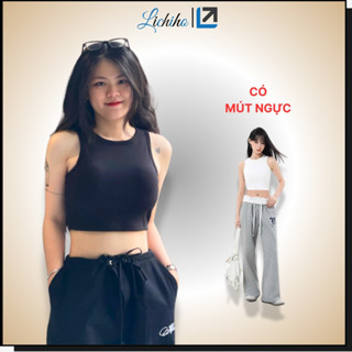Áo Thun Croptop 3 Lỗ Có Mút Nữ  Áo Thun Cotton Ôm Body Dáng Ngắn Lichiho