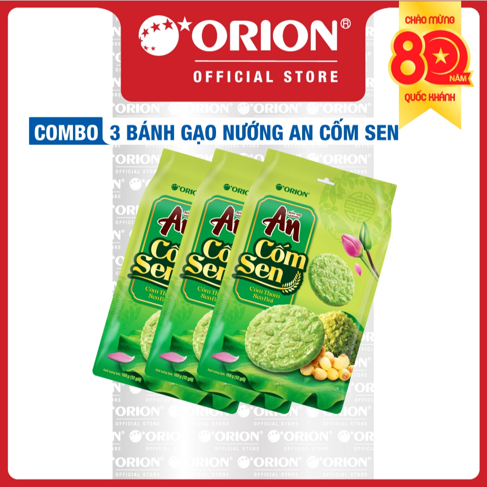 Combo 3 túi bánh gạo nướng An vị Cốm Sen 168G