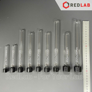 [Set 10 cái] Ống nghiệm có nắp ONELAB Ø 13 16 18 20 25 mm, thuỷ tinh boro 3.3 chịu nhiệt, nắp vặn nhựa PP đen, có VAT