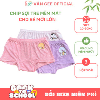 Set 3 quần lót bé gái Gee, vải sợi tre gỗ sồi mềm mại thoáng mát cho bé mới tập mặc cân nặng 10-60kg.